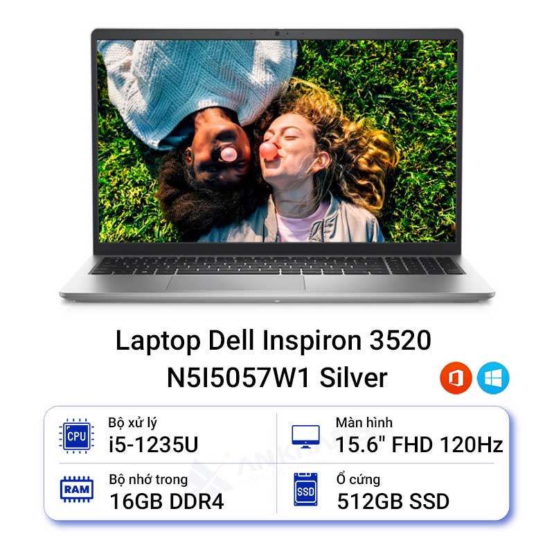 DELLINS3520_N5I5057W1 INS 3520 - N5I5057W1 SILVER Máy tính xách tay Dell Inspiron 15 3520, Intel(R) Core(TM) i5-1235U, 15.6