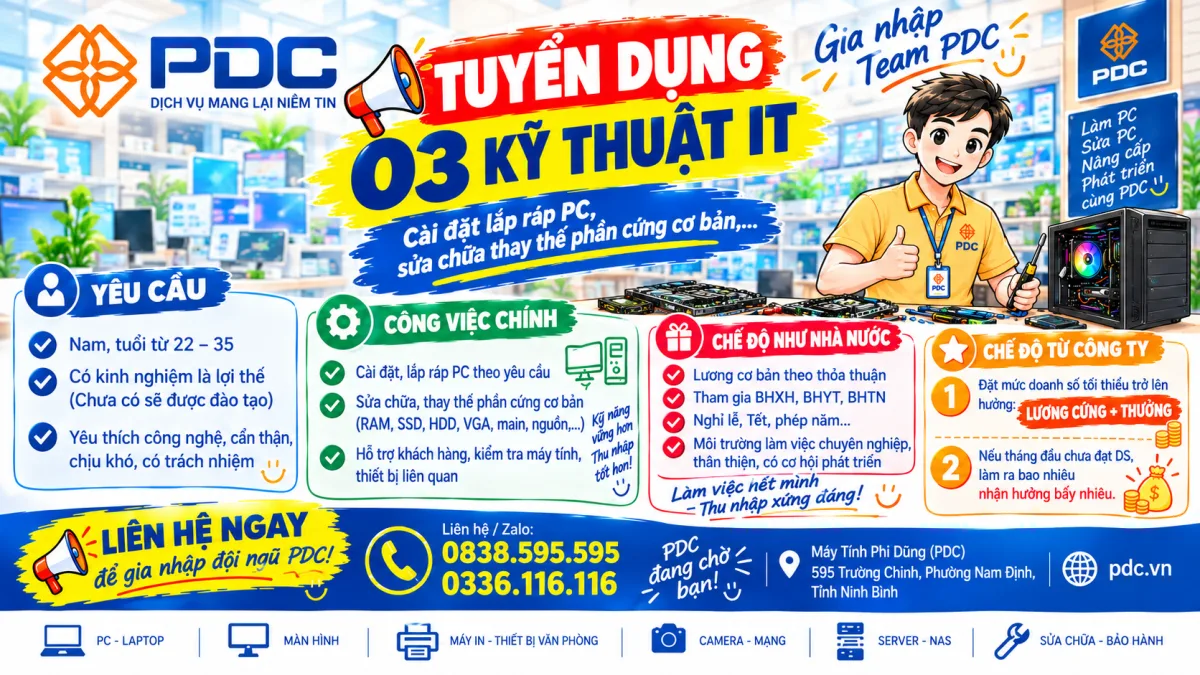 Phi Dũng tuyển dụng 03 kỹ thuật IT